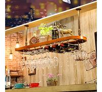 WDSOPK Vintage Industrial Wall Mounted Goblet Stemware Racks Ceiling Hanging Wine Glass Racks for Bathroom Towels Shelf and Flower Stand (A 100 cm (39 in))