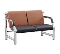 WDSOPK Waiting Room Chairs,2-Seat Reception Chair, PU Office Lobby Sofa with Armrest & Backrest, Stylish Waiting Room Bench for Airport, Bank, Salon - Orange(Brown)