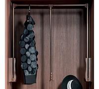 WDSOPK Wardrobe Rail Lift, Retractable Closet Rod Organizer, Adjustable 22-49 inches, 33 lbs Load Capacity, Space Saving Storage System(Silver-35to47in)