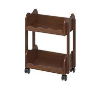 WDSOPK Wooden Rolling Book Cart - Mobile Bookshelf with Wheels for Easy Storage and Organization in Home, Office, Study, Living Room, Classroom(Walnut-2 Tier