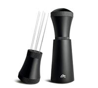 Wdt Tool, Aluminum Alloy Wdt Tool Espresso with Stand, 0.3mm Thick Stainless Steel 7 Needles Coffee Distributor for Barista, Black (3 Replacement Needle)