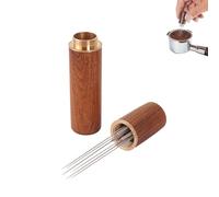 Wdt Tool Espresso Coffee Distributor 6 Needles Coffee Stirrers Barista Accessories with Natural Walnut Handle Coffee Replaceable Needles Espresso Machine Espresso Distribution Tool Coffee Needle