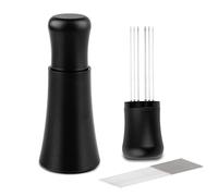 WDT Tool Espresso Distribution Tools Coffee Distributor 10 x 0.35mm Stainless Steel Needles Installed with 10 Extra Needles for Replacement Aluminum Alloy Handle with Stand (Matte Black)