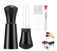 WDT Tool, WDT Tool Espresso with Stand，0.35MM Espresso Distribution Tool for Barista, Coffee Distributor with 17 Needles, Stainless Steel Coffee Needle with Aluminum Alloy Stand (Black)