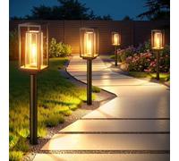 WdtPro Solar Pathway Lights Outdoor Waterproof, 4 Pack Large Solar Lights Outdoor, Auto On/Off, Over 12 Hours Runtime, Garden Lights Solar Powered, Lighting for Path Yard Walkway Driveway Decor