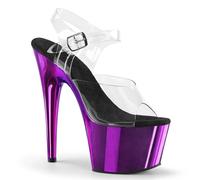 WDUDSUDUW 7.9In Flashing Platform Transparen Tstiletto Very High Heels Sandals/High-Heeled Pole Dancing Model Catwalk Sandals,purple,9