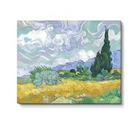 WDUDSUDUW Hand-Painted Oil Painting of The Starry Night on The Rhone River, Suitable for Living Room And Restaurant Decoration Painting,wheat waves,40x30cm