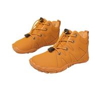 WDUDSUDUW Kids Winter Snow, Fur Lined Zero Drop Sole,Boots Boys Girls Wide Toe Box Warm Barefoot Hiking Shoes,Yellow,13 Little Kids