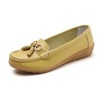 WDUDSUDUW Women Classic Leather Loafers Casual Slip-On Boat Shoes Comfortwalking Moccasins Soft Sole Shoes,B Apple Green,8.5 UK