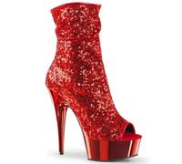 WDUDSUDUW Women Glitter Sparkly Stiletto High Heel Ankle Boots Stylish Peep Toe Slouch Ankle Short Booties Party Prom Nightclub,Red,4 UK