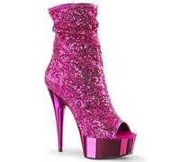 WDUDSUDUW Women Glitter Sparkly Stiletto High Heel Ankle Boots Stylish Peep Toe Slouch Ankle Short Booties Party Prom Nightclub,Fuchsia,6 UK