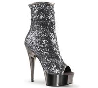 WDUDSUDUW Women Glitter Sparkly Stiletto High Heel Ankle Boots Stylish Peep Toe Slouch Ankle Short Booties Party Prom Nightclub,Gray,4.5 UK