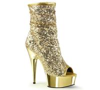 WDUDSUDUW Women Glitter Sparkly Stiletto High Heel Ankle Boots Stylish Peep Toe Slouch Ankle Short Booties Party Prom Nightclub,Gold,7.5 UK