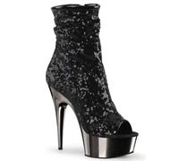 WDUDSUDUW Women Glitter Sparkly Stiletto High Heel Ankle Boots Stylish Peep Toe Slouch Ankle Short Booties Party Prom Nightclub,Black,8 UK