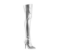 WDUDSUDUW Women's 4.72-Inch Stiletto Over-The-Knee Boots with Side Zipper Design, Suitable for Wedding Parties, Fashion Shows, and More.,Silver,6 UK