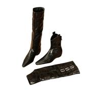 WDUDSUDUW Women's Detachable Over-The-Knee Boots, Split Boot Cover, Buckle Cuffs, Western Cowboy Style, Ankle Boots, Pointed Toe with Hidden Wedge Heel.,Black,4 UK