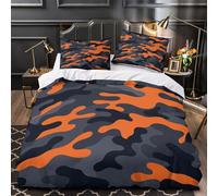WDVBAIIOE camouflage pattern 3D Digital Print Quilt Cover 3pcs Microfibre Anti-Fade Breathable Light Comforter Cover 2 Pillowcases Zip Closure Bed Set Teenagers & Adults Single（140x200cm）