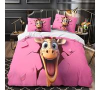 WDVBAIIOE Cartoon giraffe 3D Pattern Comforter Cover 3-Piece Microfiber Durable Skin-Friendly Fun animated Duvet Cover 2 Pillow Shams Hidden Zipper Home Decor Kids Bedroom Single（140x200cm）