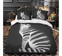 WDVBAIIOE CatArt 3D Printed Duvet Insert Cover 3pc Premium Microfibre Concealed MinimalistBlackWhite Duvet Cover 2 Pillowcases Lightweight Stain-Resistant Teens Young Adults Double（200x200cm）