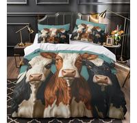 WDVBAIIOE Cow portraits 3D Pattern Duvet Insert Cover 3pc Ultra-Soft Microfibre Light Farm animal Quilt Cover 2 Pillowcases Concealed Zipper Bed Linen Teens Bedroom Single（140x200cm）
