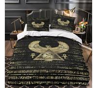 WDVBAIIOE Egyptian symbols 3D Pattern Comforter Cover 3pcs 100% Microfibre Skin-Friendly mystical ancient design Duvet Cover 2 Pillow Shams Zippered Closure Family & Guests Single（140x200cm）