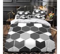 WDVBAIIOE hexagon_pattern 3D Pattern Duvet Insert Cover 3pc Ultra-Soft Microfibre Light modern_black_white Quilt Cover 2 Pillowcases Concealed Zipper Bed Linen Teens Bedroom Super king（260x220cm）