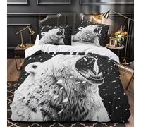 WDVBAIIOE Polar bear roaring 3D Printed Duvet Insert Cover 3pc Premium Microfibre Light Wild animal Quilt Cover 2 Pillowcases Concealed Zipper Bedroom Decor Teens Young Adults King（220x240cm）