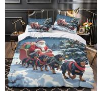 WDVBAIIOE Santa Claus sleigh 3D Digital Print Comforter Cover 3pcs 100% Microfibre Stain-Resistant Duvet Insert Cover 2 Pillow Shams Zippered Closure Bed Linen Adults & Families Super king（260x220cm）