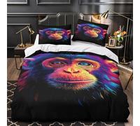 WDVBAIIOE vibrant monkey 3D Pattern Duvet Cover 3-Piece Ultra-Soft Microfiber Durable Comforter Cover 2 Pillowcases Hidden Zipper Machine Washable Kids Teens Bedroom Super king（260x220cm）