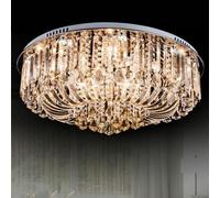 Wdw 6165 Champagne Crystal Droplets Flush Ceiling Light 50Cm 18W Bluetooth Speaker Remote-Controlled Dimmable 3-Colour Led