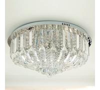 Wdw 6165 Clear Crystal Droplets Flush Ceiling Light 50Cm 18W Bt Speaker Remote-Controlled Dimmable 3-Colour Led