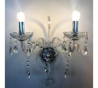 Wdw Genuine K9 Crystal 2-Arm Wall Light Clear, 2 X E14, Chrome Electroplated, 1.5Kg, Model 8006
