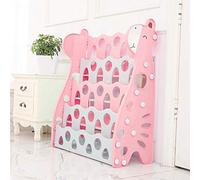 WDW Kids Bookshelf - Children's Plastic Bookcase Rack with Easy Access 4 Display Shelves for Nursery, Playroom, Kindergarten - 85 x 70 x 30 cm - Pink