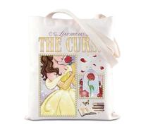 WDW Princess Movie Merchandise Tote Bag Belle Rose Lover Gift Kingdom Vacation Gift Love Breaks The Curse Canvas Bag For Fans (Curse Tote)