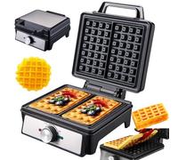 WDWDW 1600w Waffle Maker - Fast Cooking,Can Cook 2 Waffles,Adjustable Temperature,Double Sided Heating,Anti-Overflow Nonstick Plate,Easy to Make Family Breakfast
