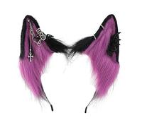 WDWDW Cartoon Foxes Wolf Ear Shape Hair Hoop With Alloy Earring Decor Hair Holder Party Headwear For Teenagers Adult