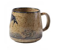 WDWDW Coffee Cup Vintage Mug Japanese Retro Style Ceramic Cups,380ml Kiln Change Clay Breakfast Creative Gift