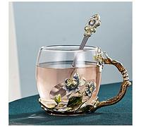 WDWDW Couples Cups Hand-Made Enamel Flower Glass Mug Scented Tea Mugs Milk Lemon Juice Lover Gift