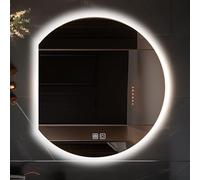 WDWDW LED anti-fog semi-circular bathroom mirror, illumination,Single touch switch,Anti-fog,Dimmable,3 light colours