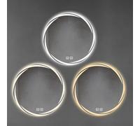 WDWDW Round LED Bathroom Mirror,Smart Touch,Ambient Light,Multifunction HD Wall,Time And Temp Display,Tricolour Lighting