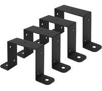 Wdwlbsm 4PCS Square Tube Strap Clamp, 4x4 Square Pipe Clamp, U Shape Bracket Clamp with Powder Coated, Black Deck Fence Post Tie Bracket for Balcony Railing, Stairs Railing