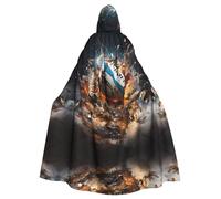 WDXIA Rugby On Fire Hooded Cape. Unisex, Festive And Fun Cape For Themed Parties, Halloween And Special Occasions, One Size Fits All.