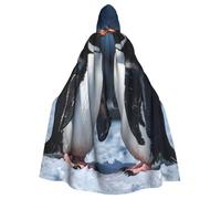 WDXQHY A pair of penguins Adult Halloween Cloak with Hood Comfortable Elastic Party Cape Perfect for Costumes Cosplay Halloween Parties Hooded Cloak