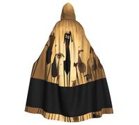 WDXQHY Abstract strange puppy Halloween Hooded Cloak Full Print Polyester Costume Cape for Cosplay Parties Masquerades Comic Cons Lightweight Comfortable No-Itch Fabric with Tie Closure