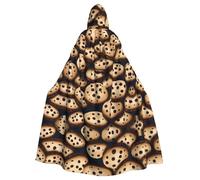 WDXQHY Bake Cookies Halloween Hooded Cloak Full Print Polyester Costume Cape for Cosplay Parties Masquerades Comic Cons Lightweight Comfortable No-Itch Fabric with Tie Closure