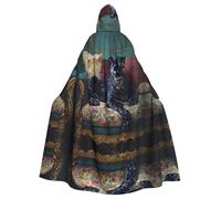 WDXQHY Black Panther on the Sofa Halloween Hooded Cloak Full Print Polyester Costume Cape for Cosplay Parties Masquerades Comic Cons Lightweight Comfortable No-Itch Fabric with Tie Closure
