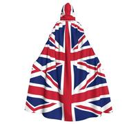 WDXQHY British flag Halloween Hooded Cloak Full Print Polyester Costume Cape for Cosplay Parties Masquerades Comic Cons Lightweight Comfortable No-Itch Fabric with Tie Closure