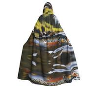 WDXQHY Brook Trout Fly Fishing Halloween Hooded Cloak Full Print Polyester Costume Cape for Cosplay Parties Masquerades Comic Cons Lightweight Comfortable No-Itch Fabric with Tie Closure