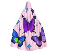WDXQHY Butterfly Flight Adult Halloween Cloak with Hood Comfortable Elastic Party Cape Perfect for Costumes Cosplay Halloween Parties Hooded Cloak