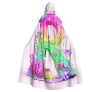 WDXQHY Butterfly on the letter Adult Halloween Cloak with Hood Comfortable Elastic Party Cape Perfect for Costumes Cosplay Halloween Parties Hooded Cloak